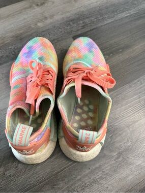 adidas Kids Pastel Tie-Dye Sneakers with Coral Laces